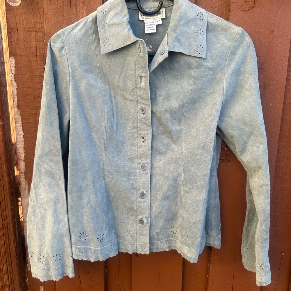 Live a Little Light Blue Suede Leather Jacket
